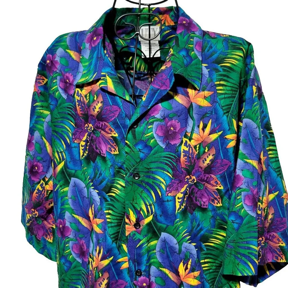 UTY Apparel Hawaiian Shirt XL Men's Made in USA 100% Cotton Short Sleeve - Picture 2 of 4